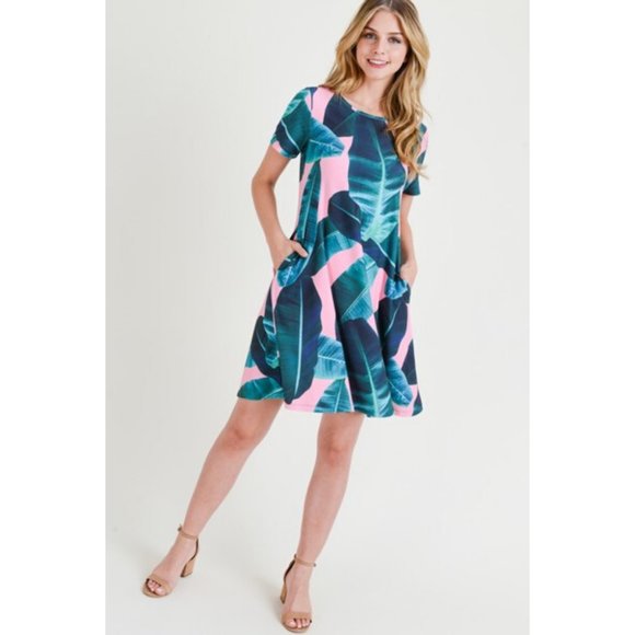 Women's Short Sleeve Summer Floral Soft Dress Pink - Picture 7 of 8